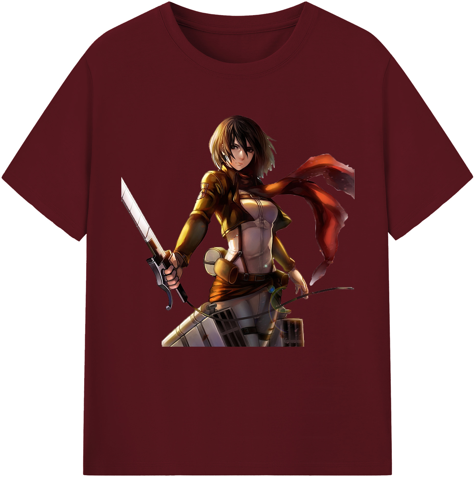 （画像用） 進撃の巨人 ミカサ·アッカーマン Attack on Titan Mikasa Ackerman 綿100％半袖Tシャツ（フロントプリント）